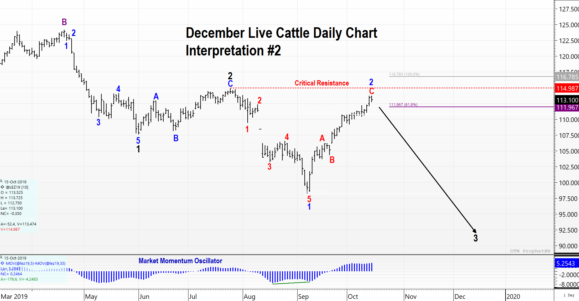 December Live Cattle Futures Elliott Wave