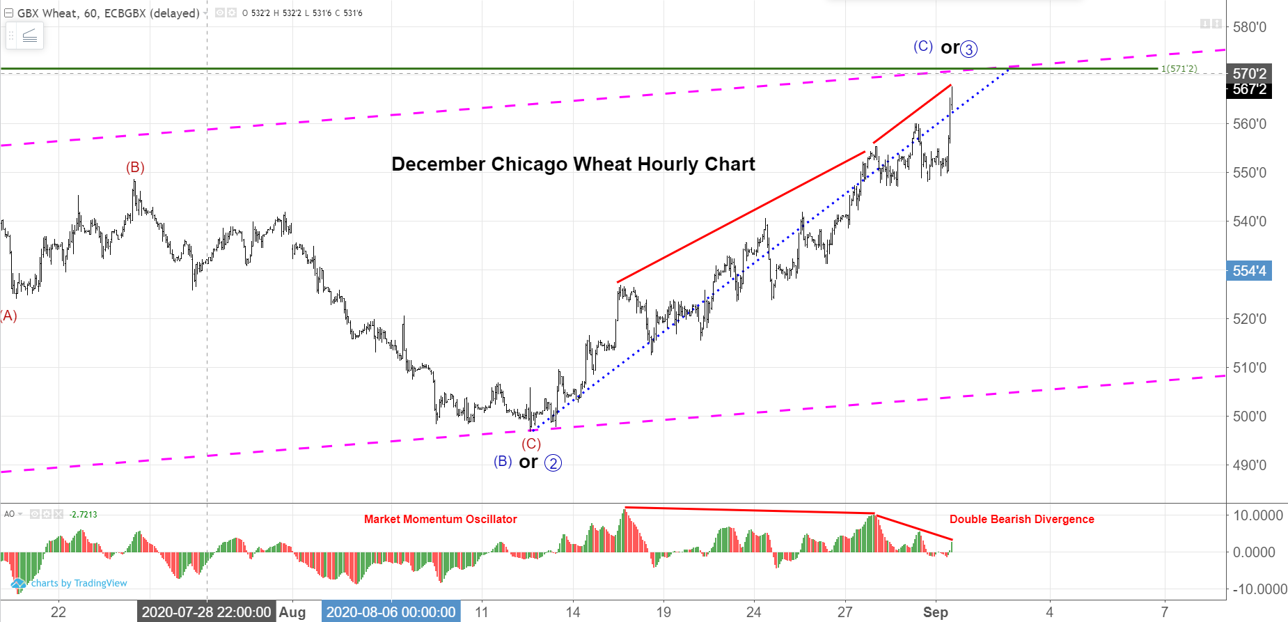 December Wheat Hourly Futures